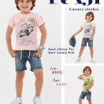 طقم خروج صبياني صيفي قطعتين مقاسات تبدا من 2-3-4-5