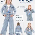 طقم خروج جينز بناتي صيفي ثلاث قطع مقاسات تبدأ من / 8-10-12-12